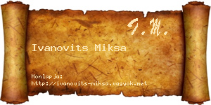 Ivanovits Miksa névjegykártya
